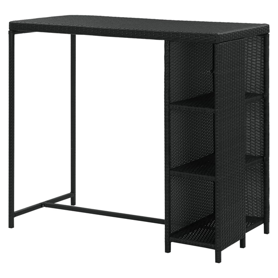 Selah Poly Rattan Bar Table With Storage Rack In Black