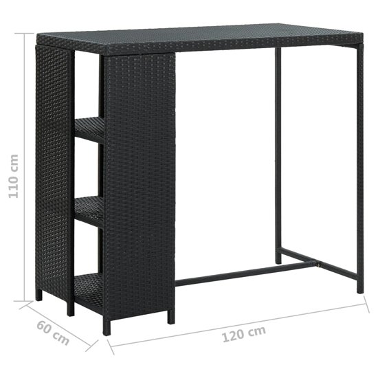 Selah Poly Rattan Bar Table With Storage Rack In Black