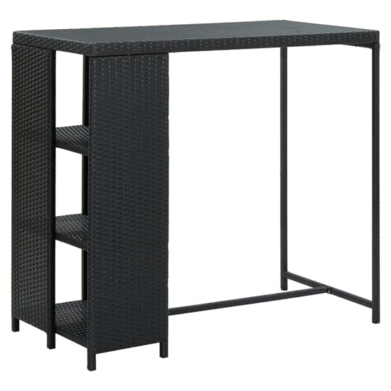 Read more about Selah poly rattan bar table with storage rack in black