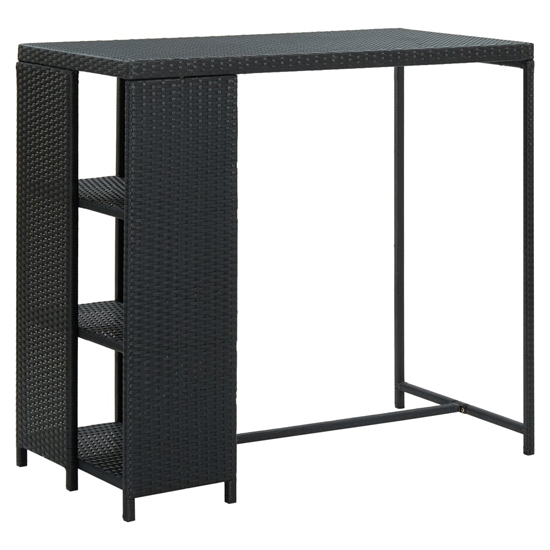 Selah Poly Rattan Bar Table With Storage Rack In Black