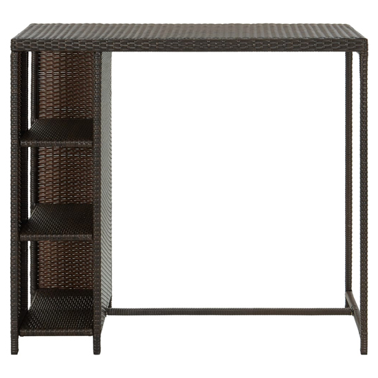 Selah Poly Rattan Bar Table With Storage Rack In Brown
