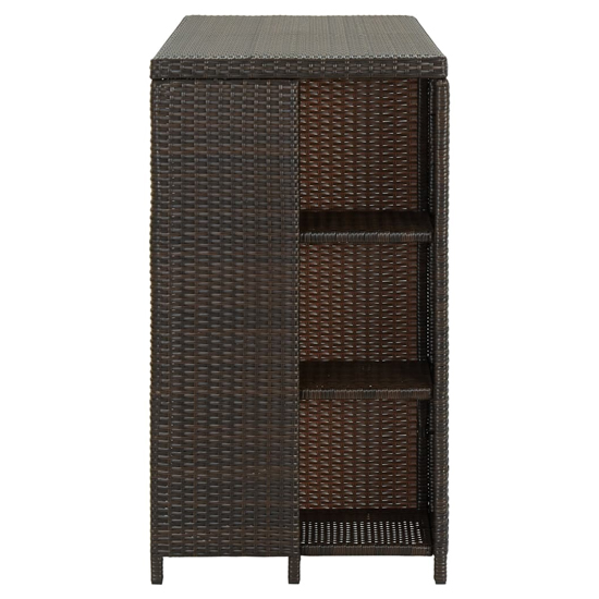 Selah Poly Rattan Bar Table With Storage Rack In Brown
