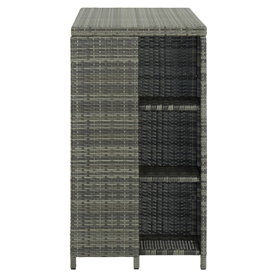 Selah Poly Rattan Bar Table With Storage Rack In Grey