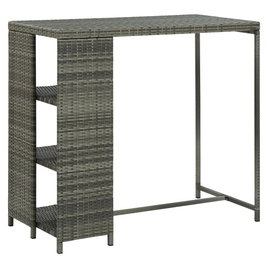 Read more about Selah poly rattan bar table with storage rack in grey