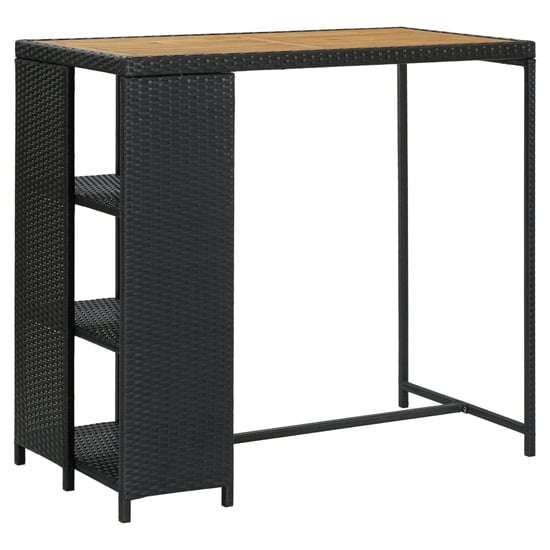 Product photograph of Selah Poly Rattan Bar Table With Storage Rack In Oak And Black from Furniture in Fashion