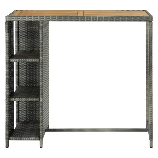 Selah Poly Rattan Bar Table With Storage Rack In Oak And Grey