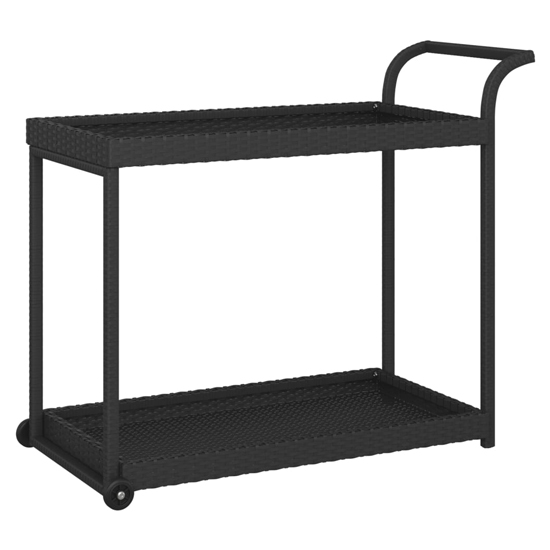 Selah Poly Rattan Drinks Trolley With 2 Shelves In Black
