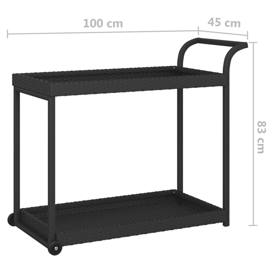 Selah Poly Rattan Drinks Trolley With 2 Shelves In Black