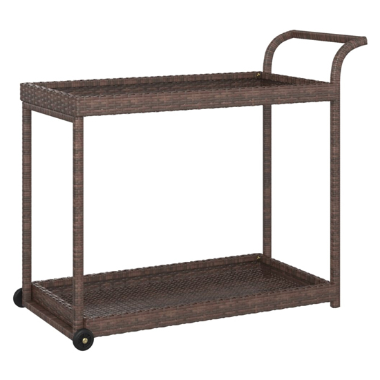 Selah Poly Rattan Drinks Trolley With 2 Shelves In Brown