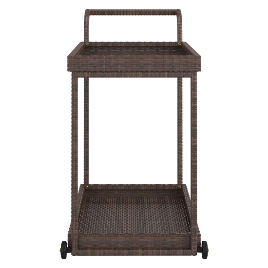 Selah Poly Rattan Drinks Trolley With 2 Shelves In Brown
