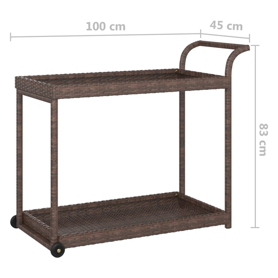 Selah Poly Rattan Drinks Trolley With 2 Shelves In Brown