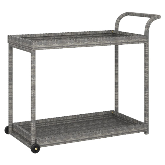 Selah Poly Rattan Drinks Trolley With 2 Shelves In Grey