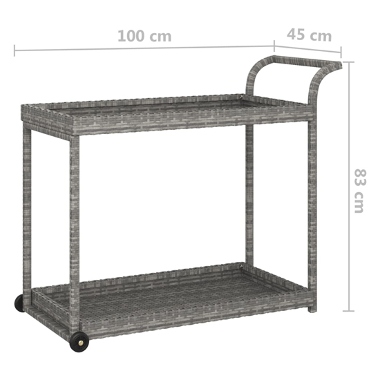 Selah Poly Rattan Drinks Trolley With 2 Shelves In Grey