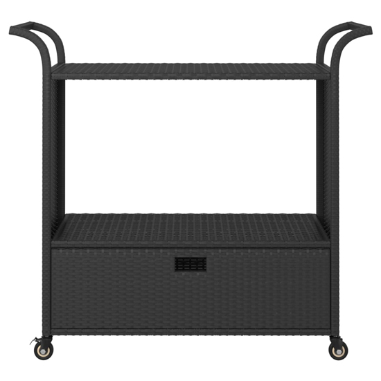 Selah Poly Rattan Drinks Trolley With Drawer In Black