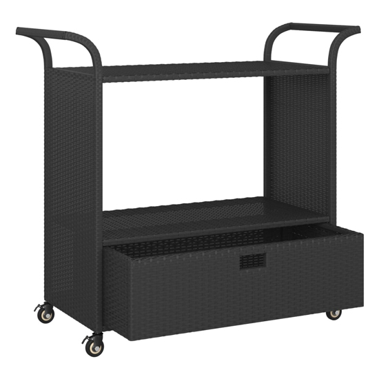 Selah Poly Rattan Drinks Trolley With Drawer In Black