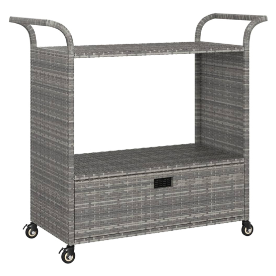 Selah Poly Rattan Drinks Trolley With Drawer In Grey
