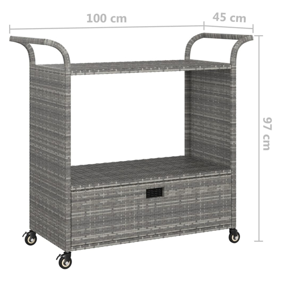 Selah Poly Rattan Drinks Trolley With Drawer In Grey