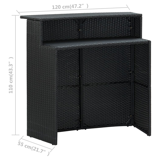 Selah Poly Rattan Garden Bar Table In Black