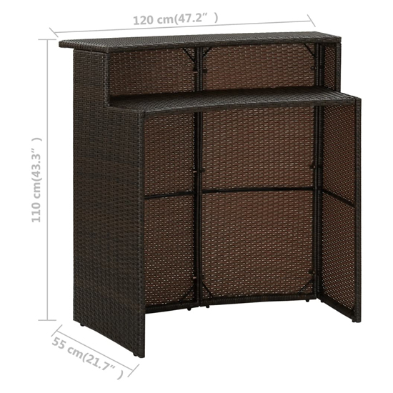 Selah Poly Rattan Garden Bar Table In Brown