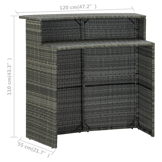 Selah Poly Rattan Garden Bar Table In Grey