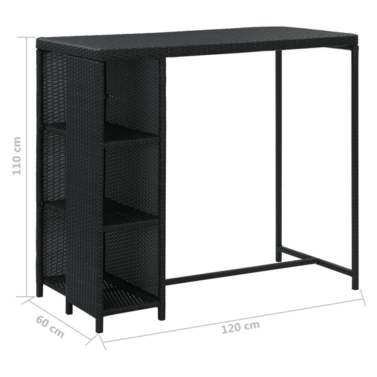 Selah Rattan Bar Table With 4 Audriana Chairs In Black