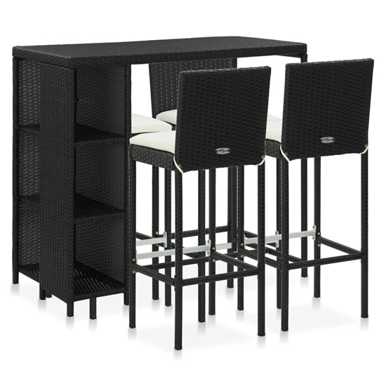 Selah Rattan Bar Table With 4 Audriana Chairs In Black_1