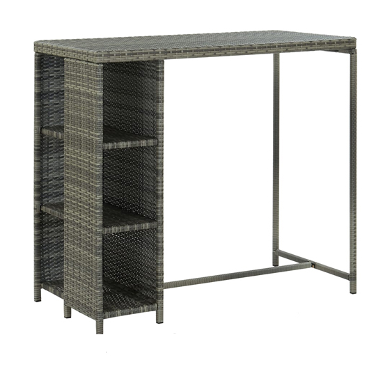 Selah Rattan Bar Table With 4 Audriana Chairs In Grey