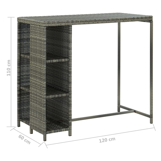 Selah Rattan Bar Table With 4 Audriana Chairs In Grey
