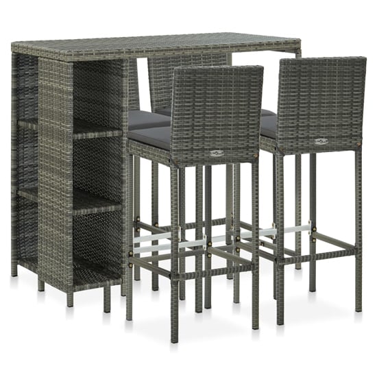 Photo of Selah rattan bar table with 4 audriana chairs in grey