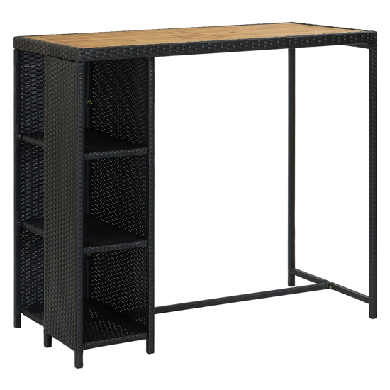 Selah Rattan Bar Table With 4 Audriana Chairs In Oak And Black