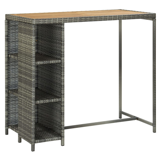Selah Rattan Bar Table With 4 Audriana Chairs In Oak And Grey