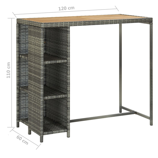 Selah Rattan Bar Table With 4 Audriana Chairs In Oak And Grey