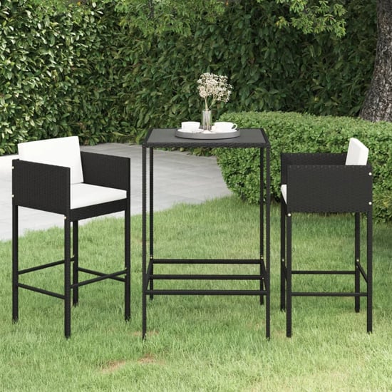 Product photograph of Selah Small Glass Top Bar Table With 2 Avyanna Chairs In Black from Furniture in Fashion