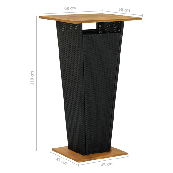 Selah Small Wooden Top Bar Table With 4 Audriana Chairs In Black
