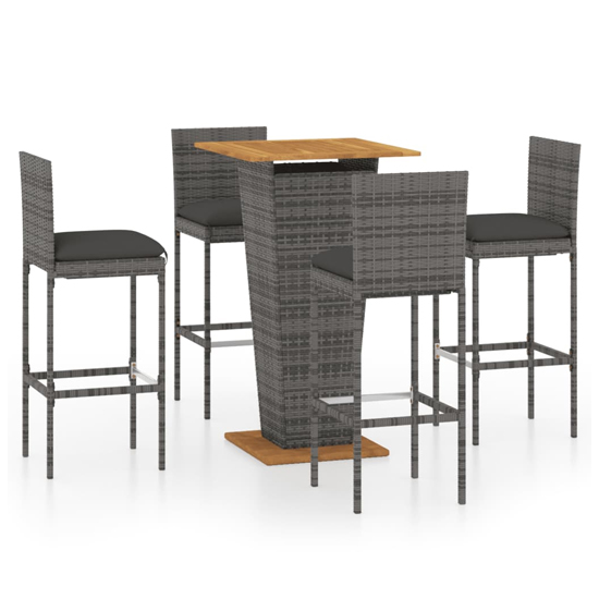 Selah Small Wooden Top Bar Table With 4 Audriana Chairs In Grey_1
