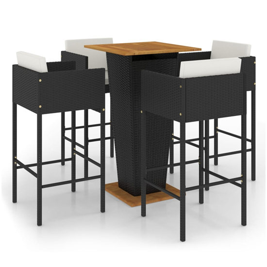 Selah Small Wooden Top Bar Table With 4 Avyanna Chairs In Black