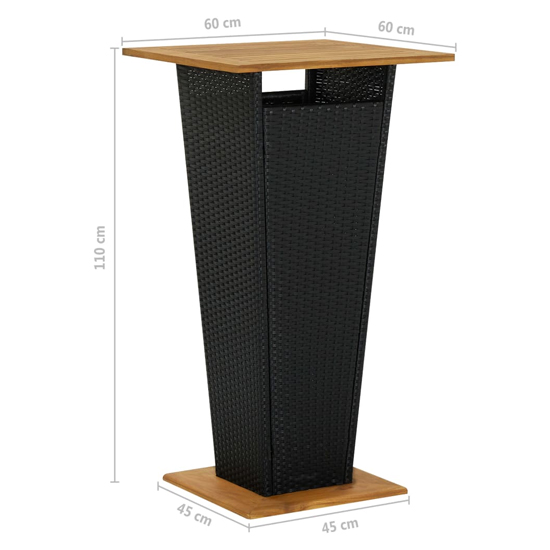 Selah Small Wooden Top Bar Table With 4 Avyanna Chairs In Black