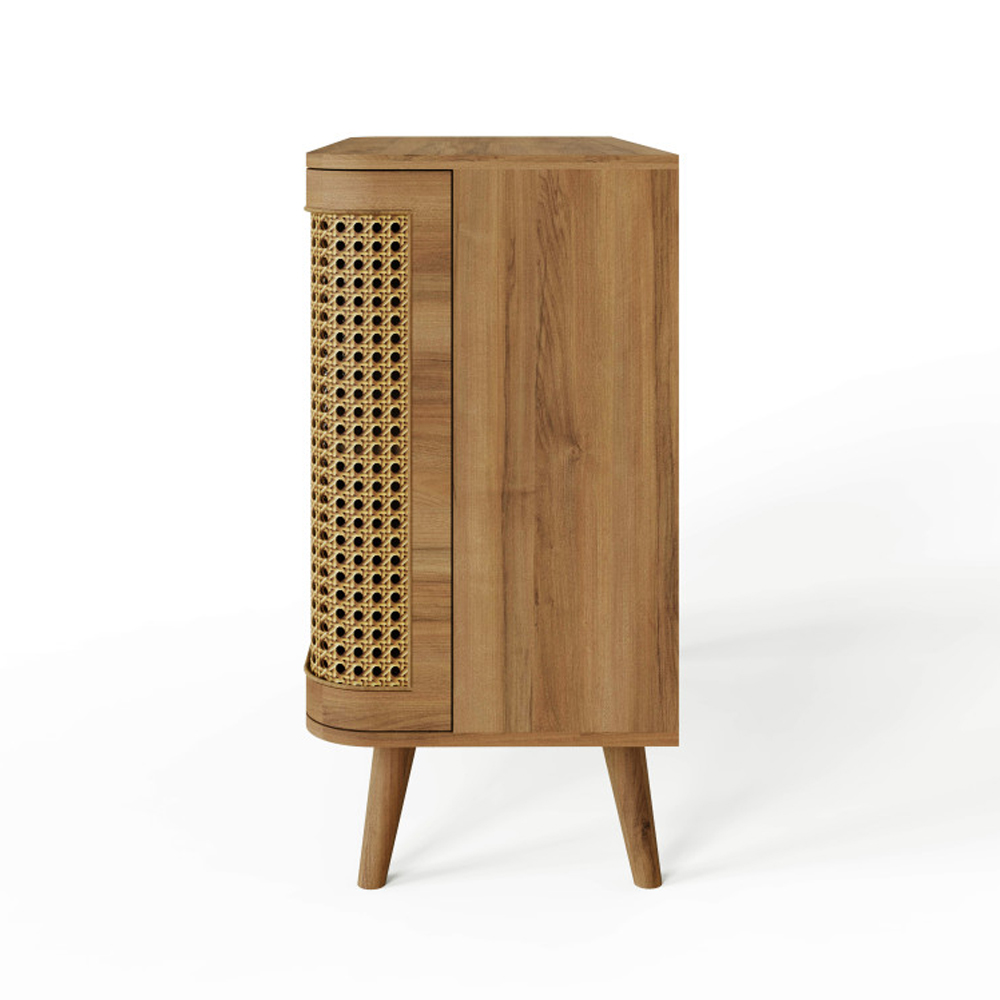 Selbourne Rattan Storage Cabinet with 2 Doors in Oak