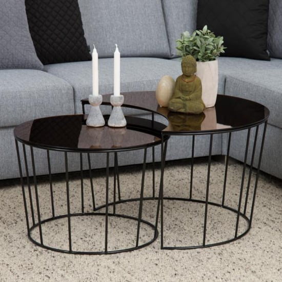 Product photograph of Selby Glass Set Of 2 Coffee Tables In Bronze from Furniture in Fashion