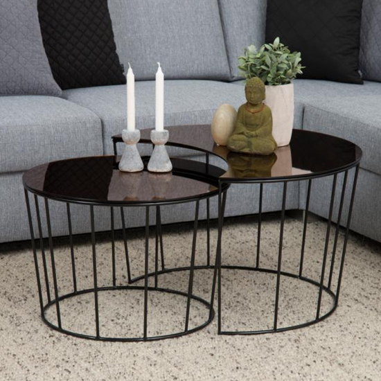 Read more about Selby glass top set of 2 coffee tables in bronze