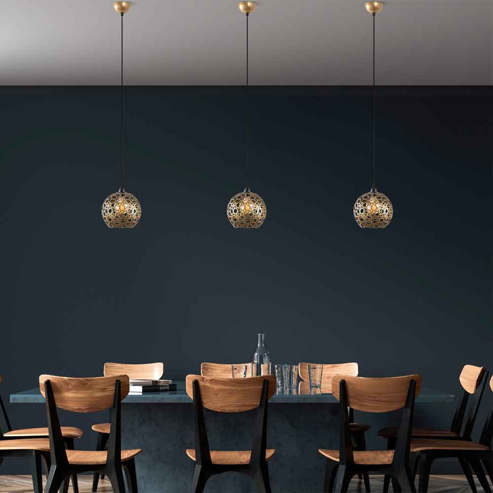 Selcuklu Large Metal Ceiling Pendant Light in Gold
