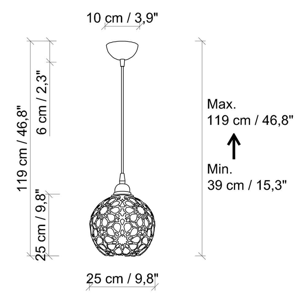 Selcuklu Large Metal Ceiling Pendant Light in Gold