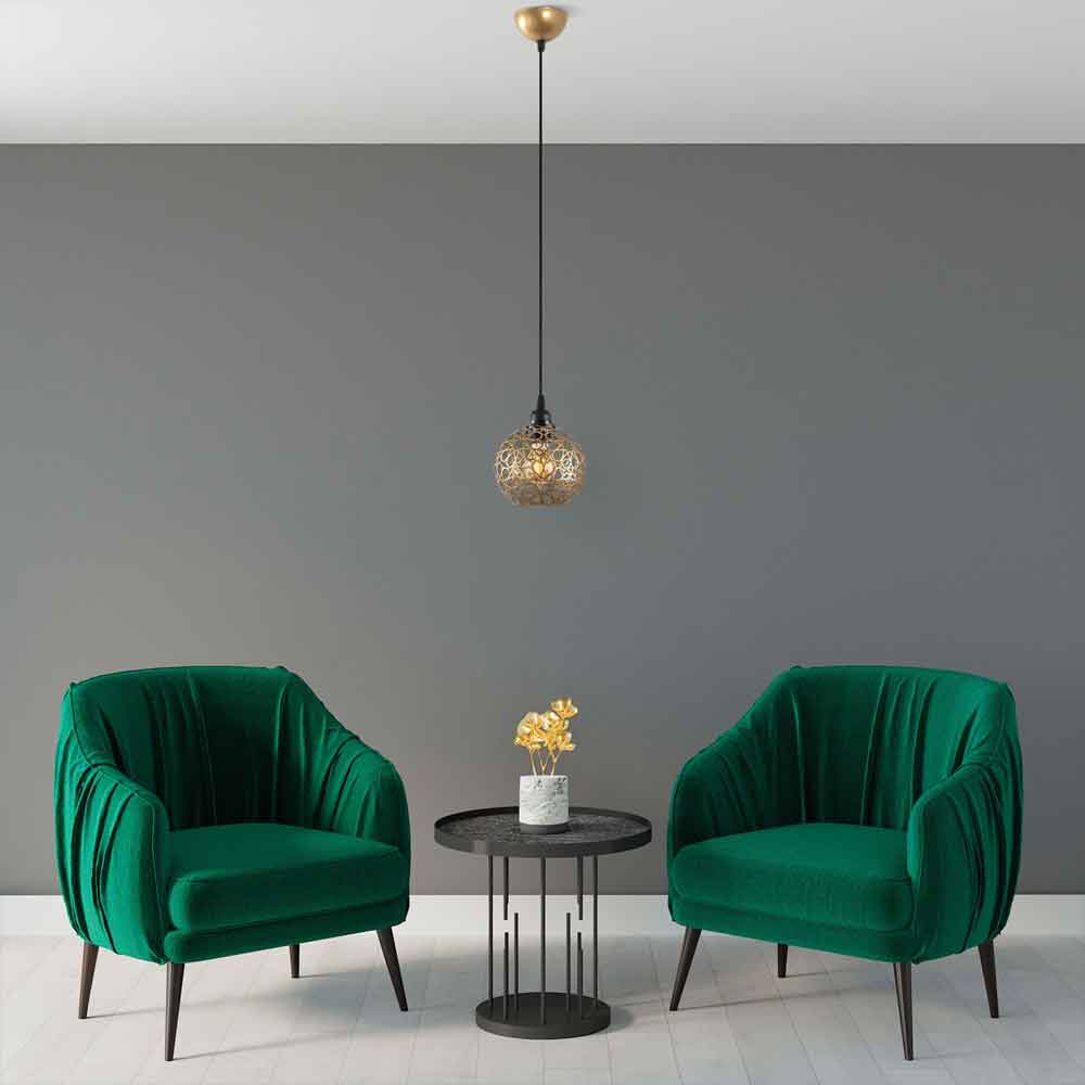Selcuklu Small Metal Ceiling Pendant Light in Gold