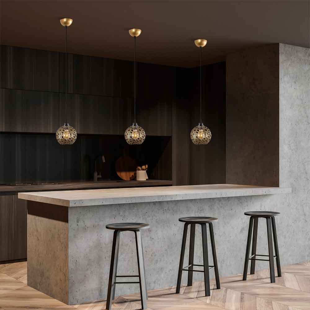 Selcuklu Small Metal Ceiling Pendant Light in Gold