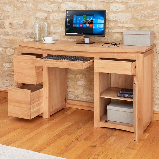 Seldon Wooden Computer Desk Rectangular In Oak_2