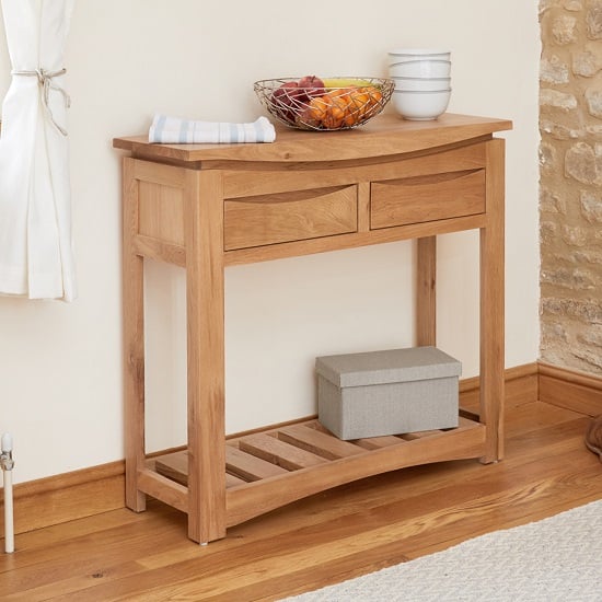 Seldon Contemporary Console Table In Oak With 2 Drawers_1