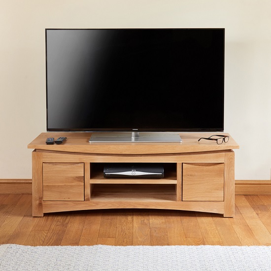 Seldon Wooden TV Stand Rectangular In Oak With 2 Drawers_3