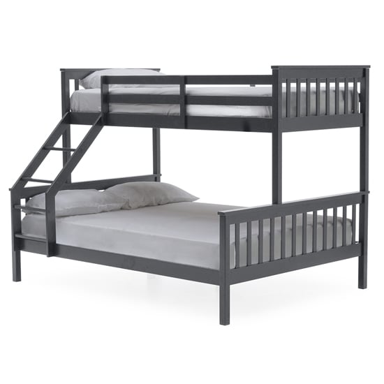 Selex Triple Sleeper Wooden Bunk Bed In Grey