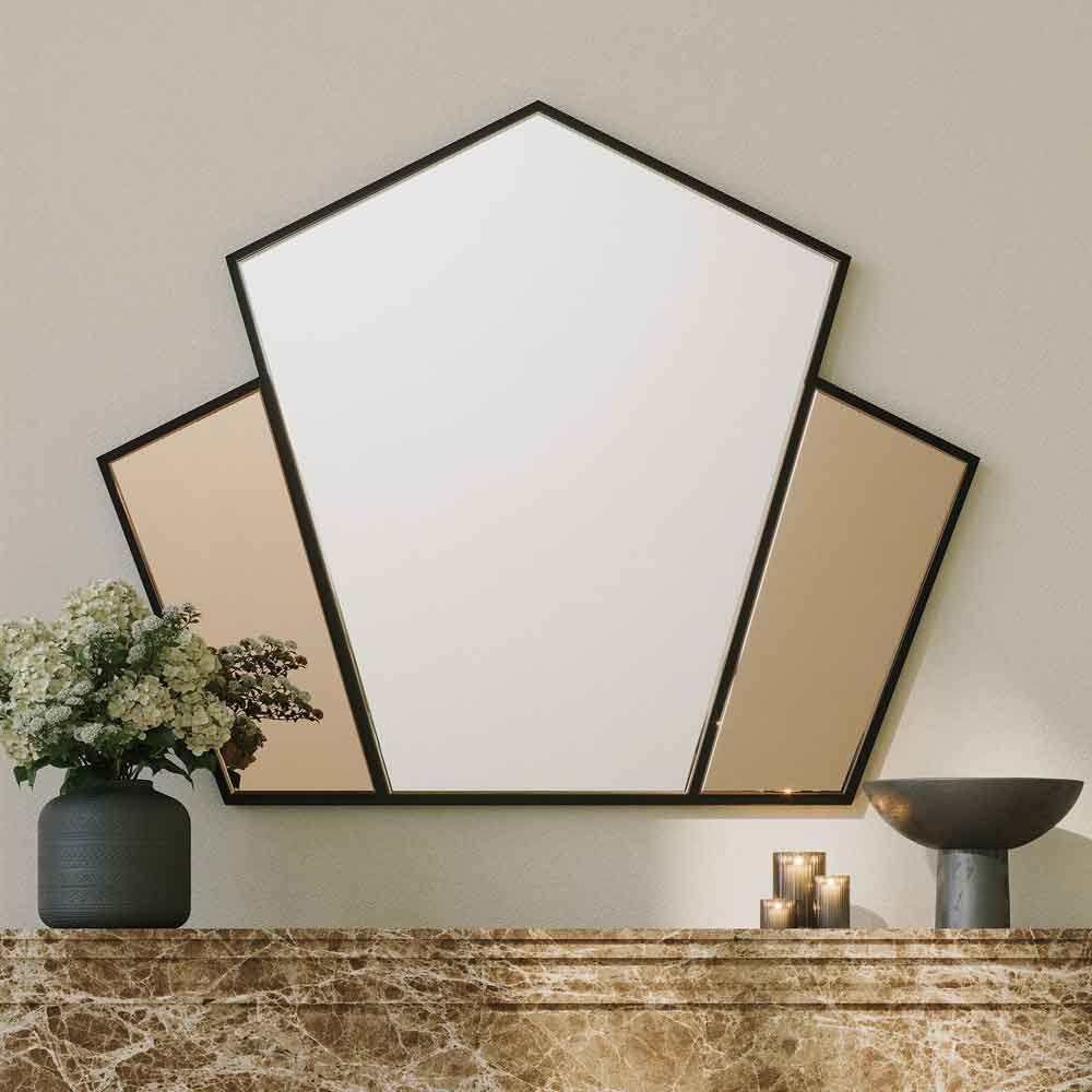 Selfish Glass Wall Mirror with Bronze Wooden Frame