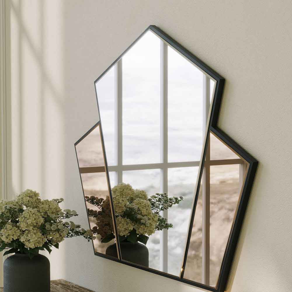 Selfish Glass Wall Mirror with Bronze Wooden Frame